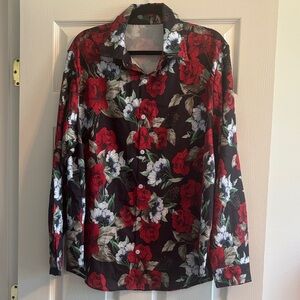 Men’s Floral Button-Up Shirt sz L